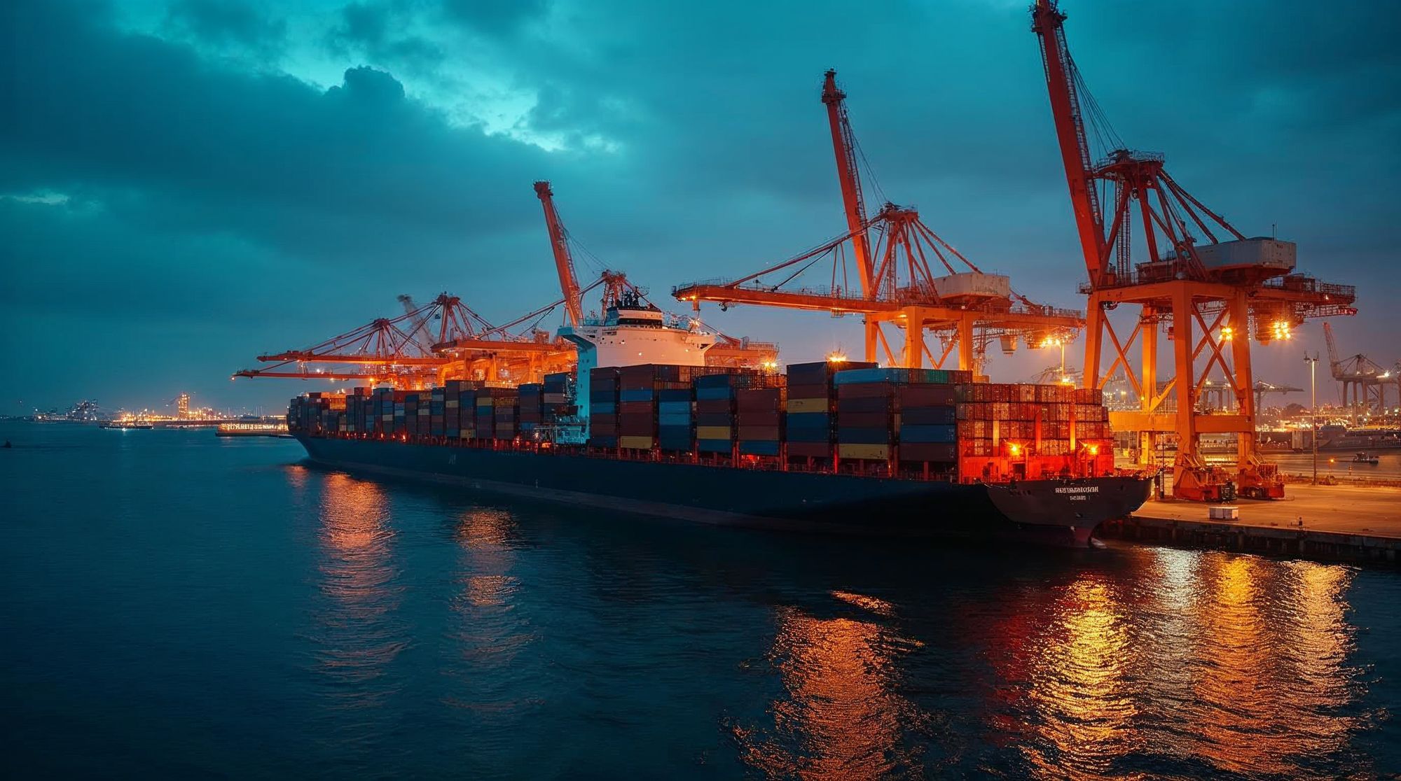 Seaport at dusk